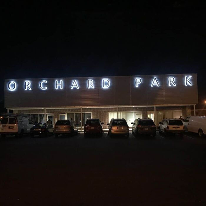 Orchard Park Logo shadow lighting